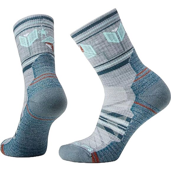 SmartWool Women Sz M Gray Castle Peak Pattern Hike Light Cushion Mid Crew Socks - Picture 6 of 6